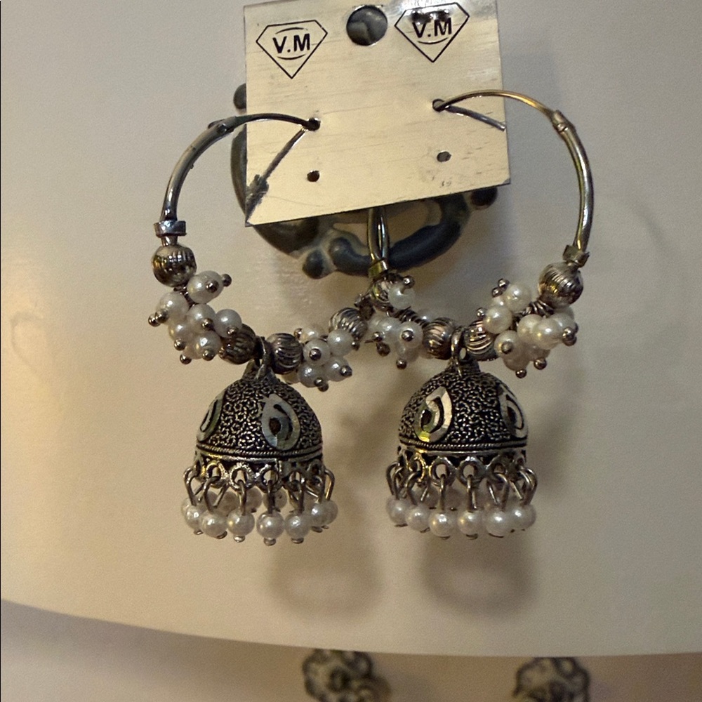 Silver-tone Bell Hoop Earrings from India